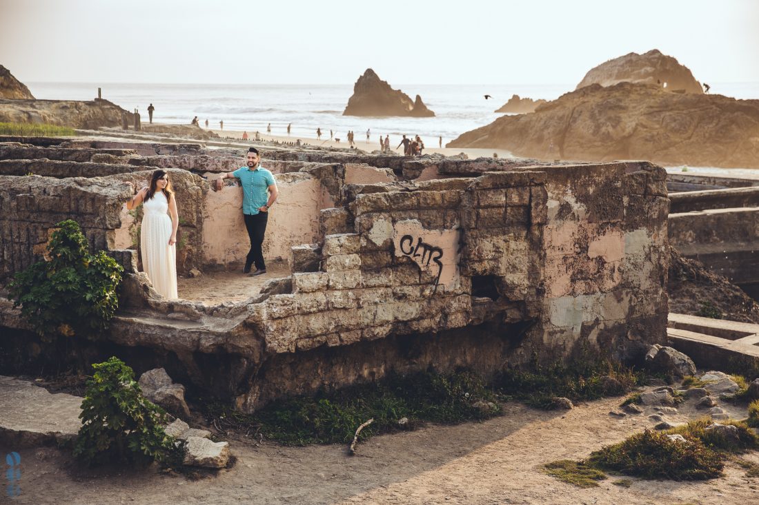 San Francisco engagement session photography in Lands End by the ocean with Raj & Simran.