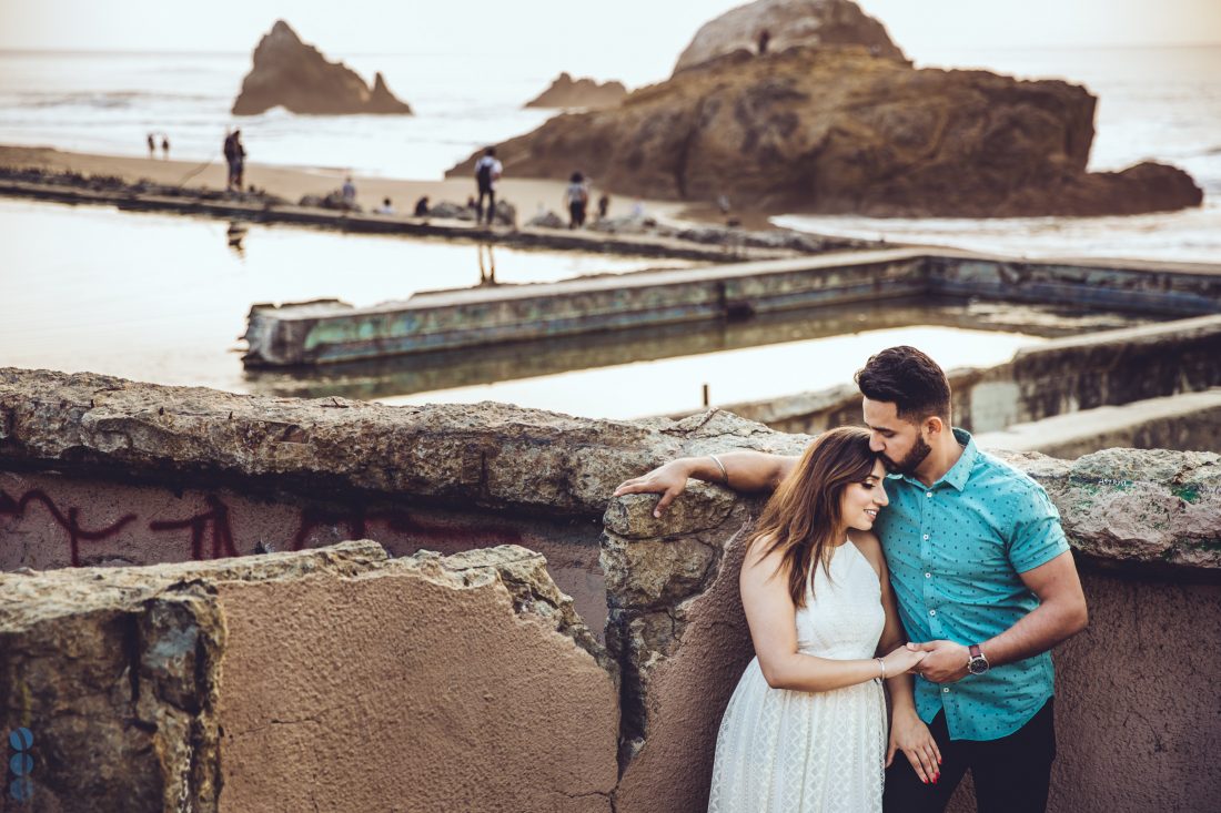 San Francisco engagement session photography in Lands End by the ocean with Raj & Simran.