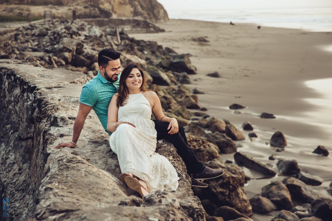 San Francisco engagement session photography in Lands End by the ocean with Raj & Simran.