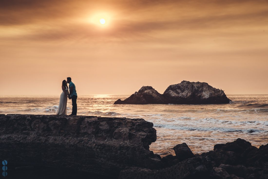 San Francisco engagement session photography in Lands End by the ocean with Raj & Simran.