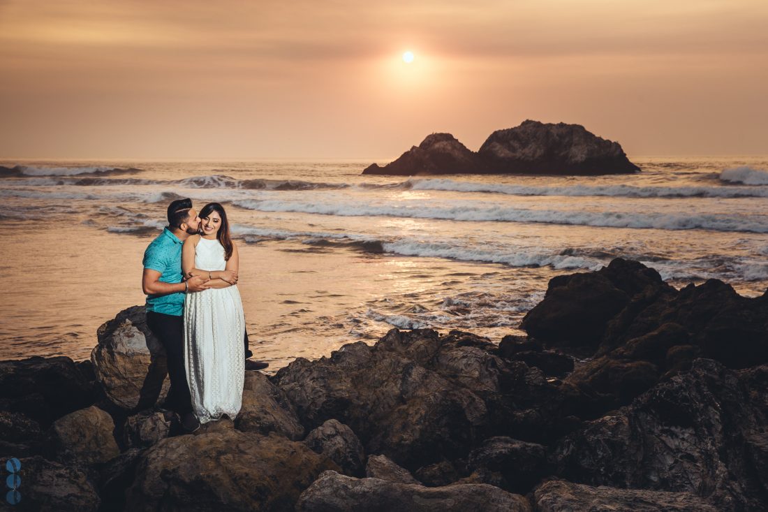 San Francisco engagement session photography in Lands End by the ocean with Raj & Simran.