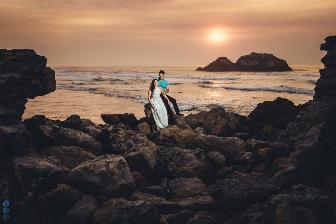 San Francisco engagement session photography in Lands End by the ocean with Raj & Simran.