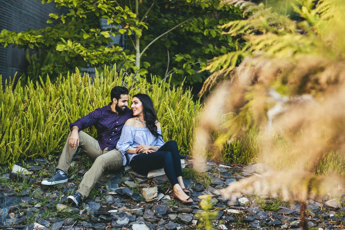 Classic Indian Engagement Photos of Pardeep & Lovepreet with a romantic setup by Aperina Studios.