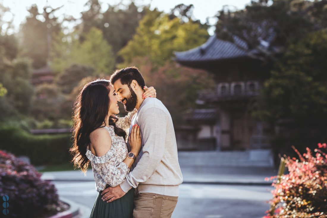 Classic Indian Engagement Photos of Pardeep & Lovepreet at the Music Concourse in San Francisco by Aperina Studios.