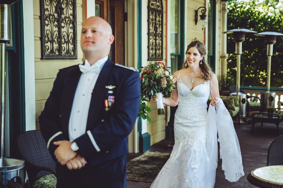 The Bride and Groom - First Look of Chris and Anna at the Madrona Manor in the heart of Napa Valley