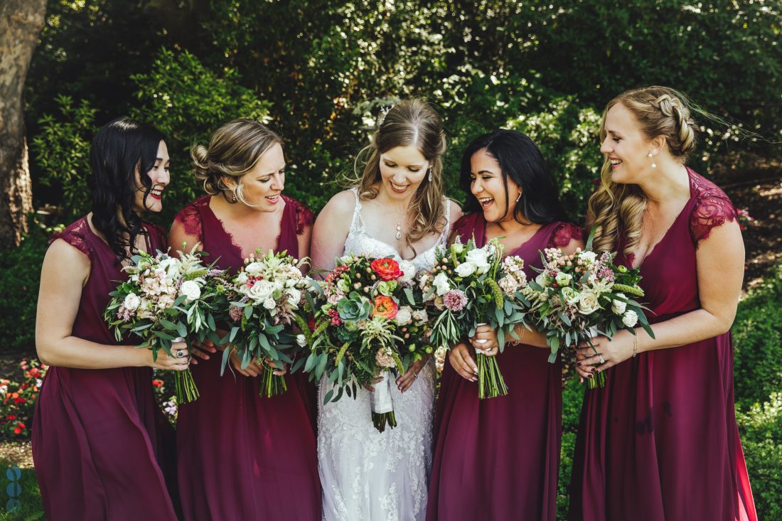 Bride and her Bridesmaid's enjoying their time after the wedding ceremony.