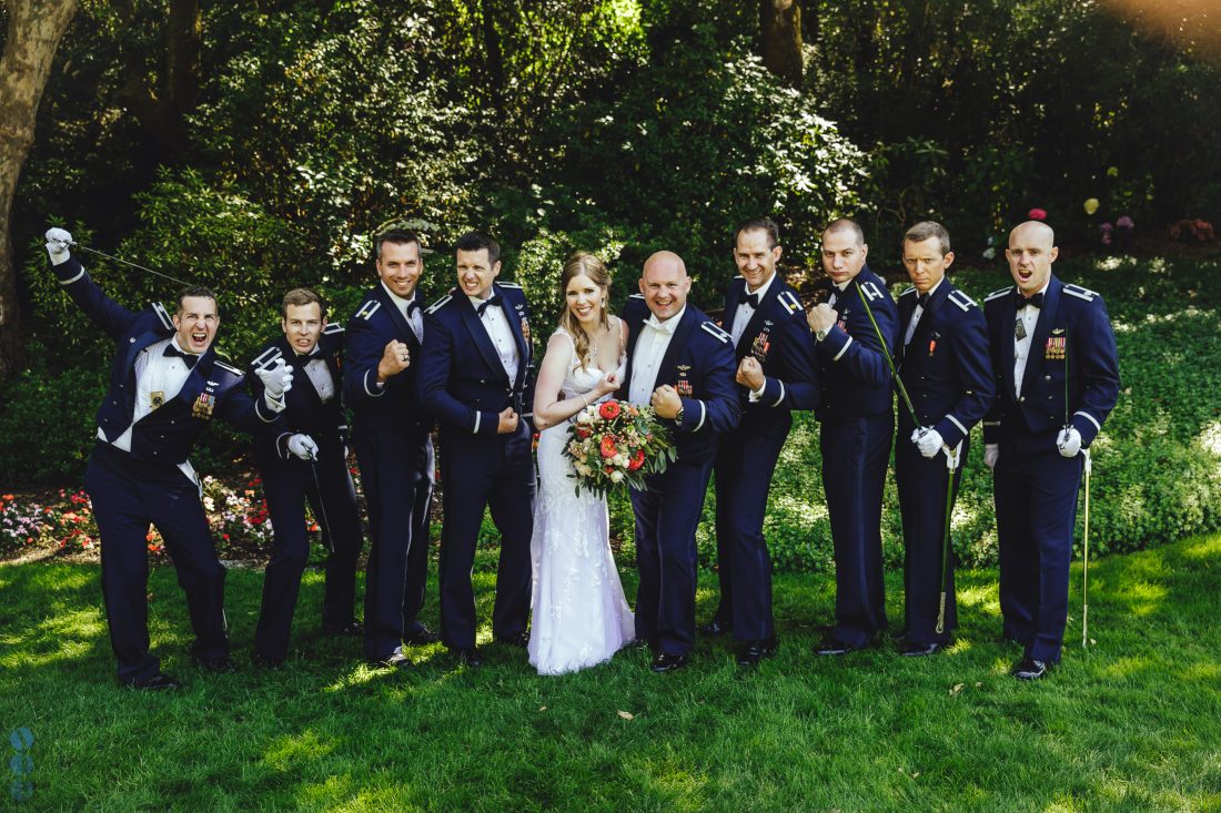 The air-force Groom's men and the bride.