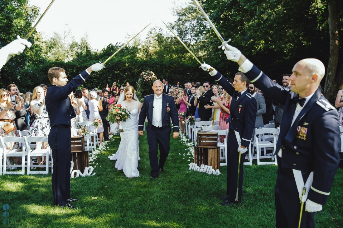 The wedding ceremony of Chris and Anna with the air-force exit