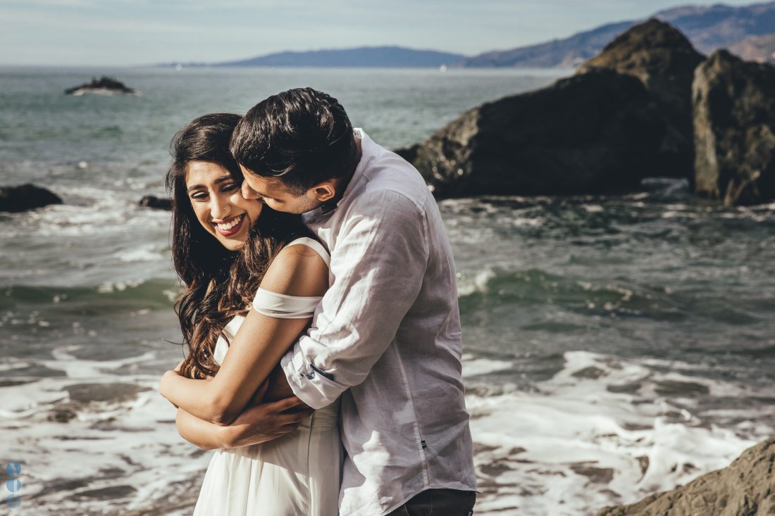 Bay Area engagement session photography by the ocean with Sahil & Natasha.