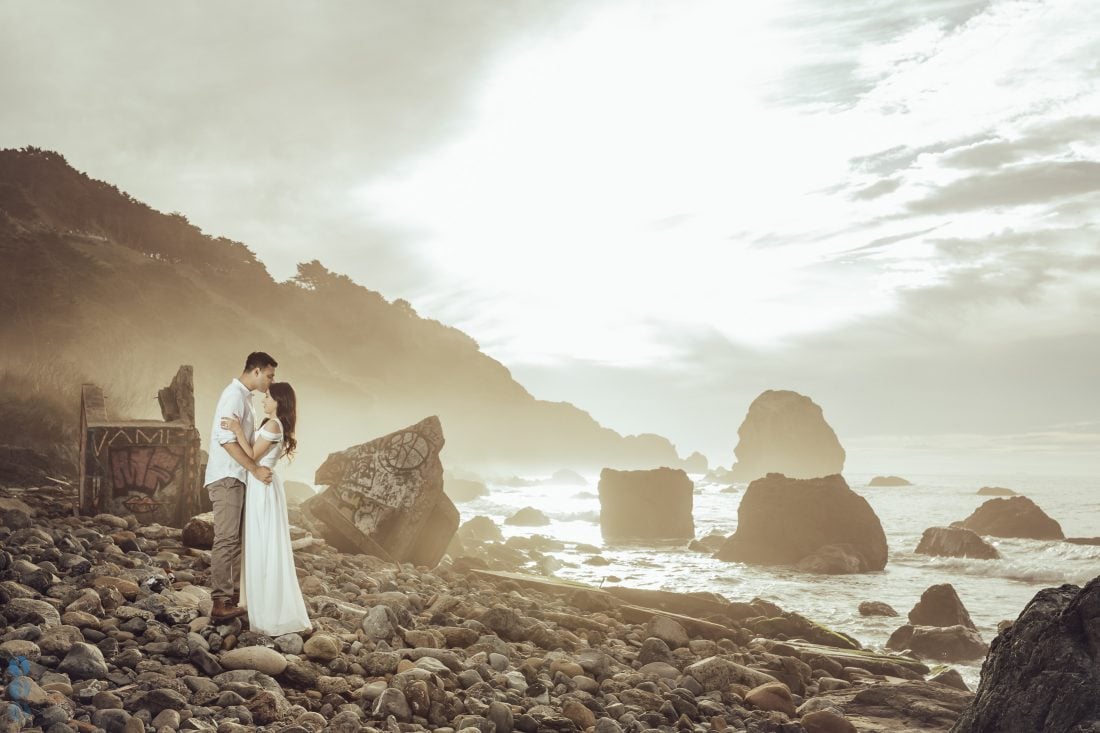 Romantic San Francisco engagement photography on the beach with Sahil & Natasha.