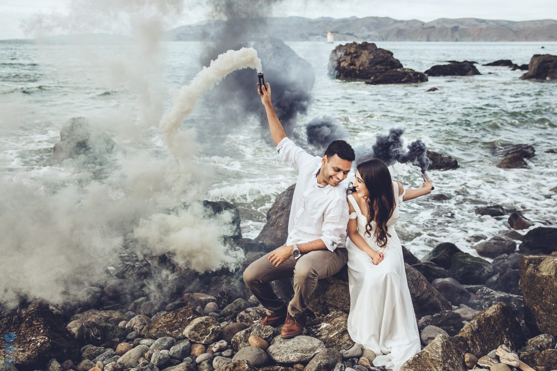 Color Smoke Bomb Photography on the beach with Sahil & Natasha.