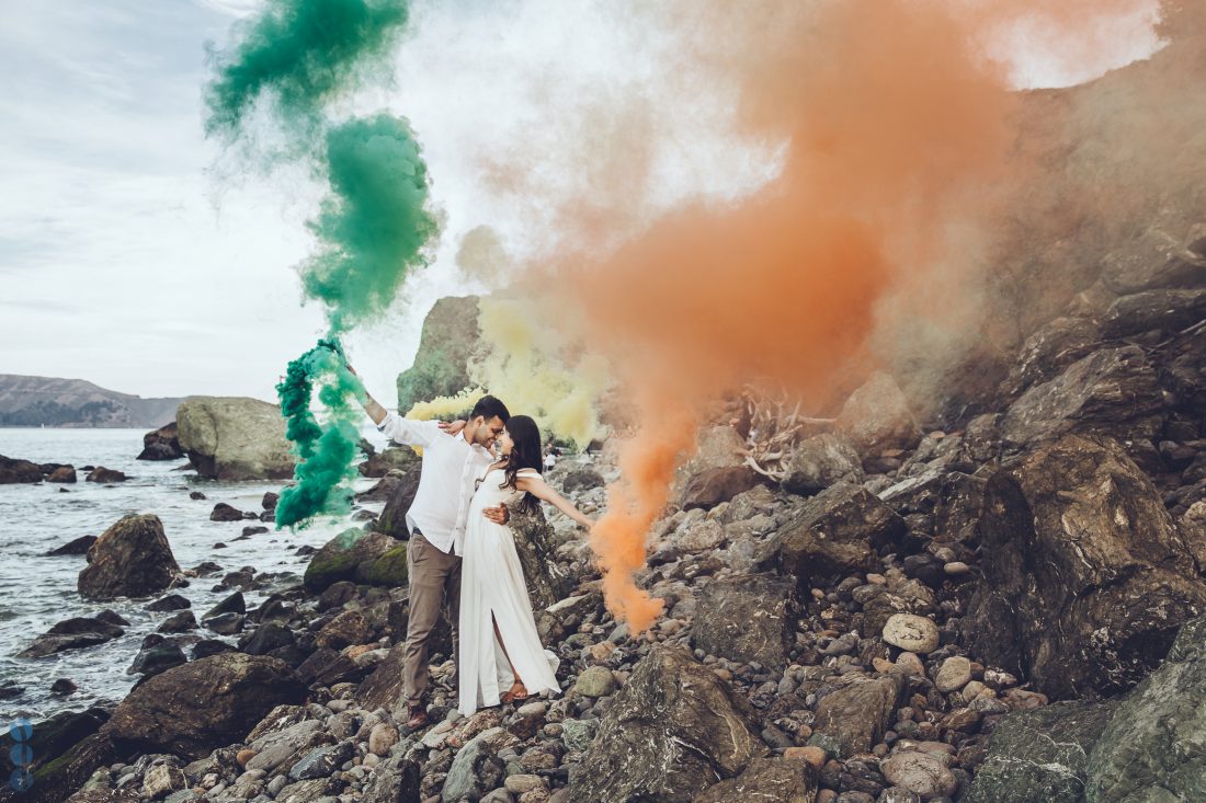 Color Smoke Bomb Photography on the beach with Sahil & Natasha.