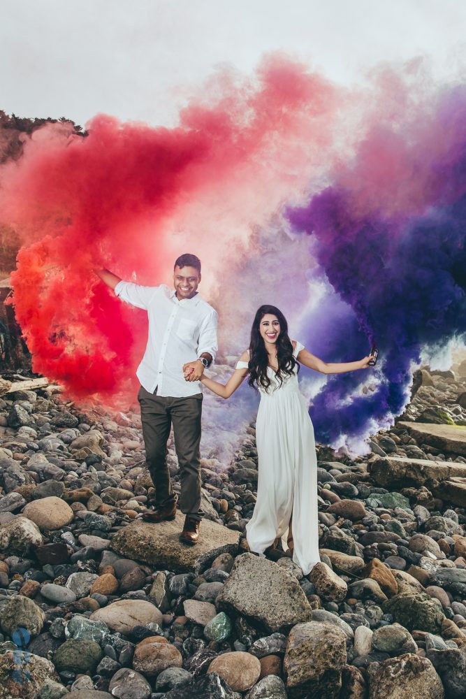 Engagement Session with Colored Smoke Bombs in San Francisco