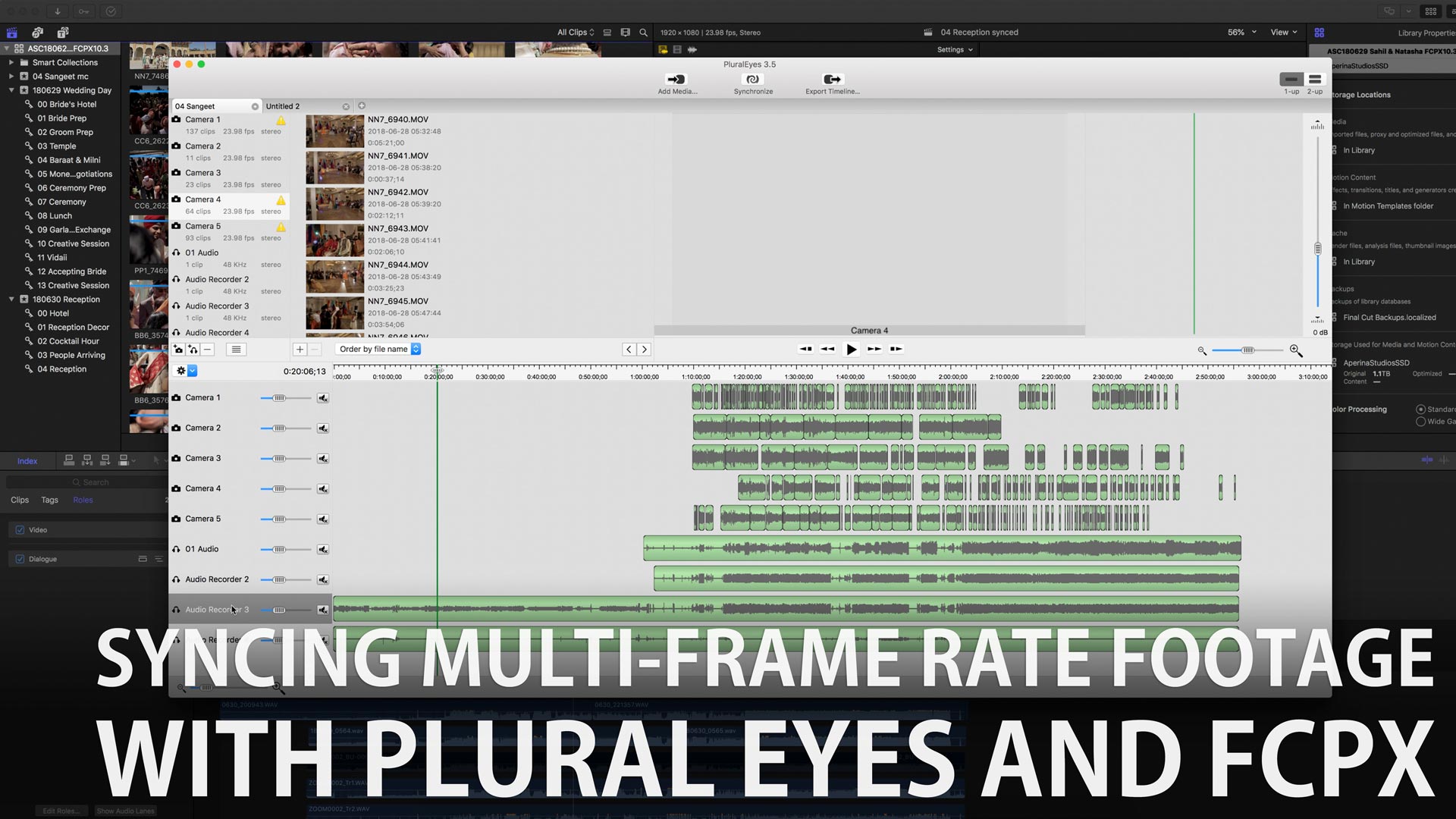 Tutorial on Syncing Multi-Frame Rate Footage (24p 30p & 60p) with Plural Eyes and Final Cut Pro X