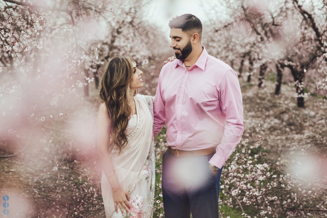 Romantic Blossoms Engagement Photoshoot with Harmon and Betha Thiara