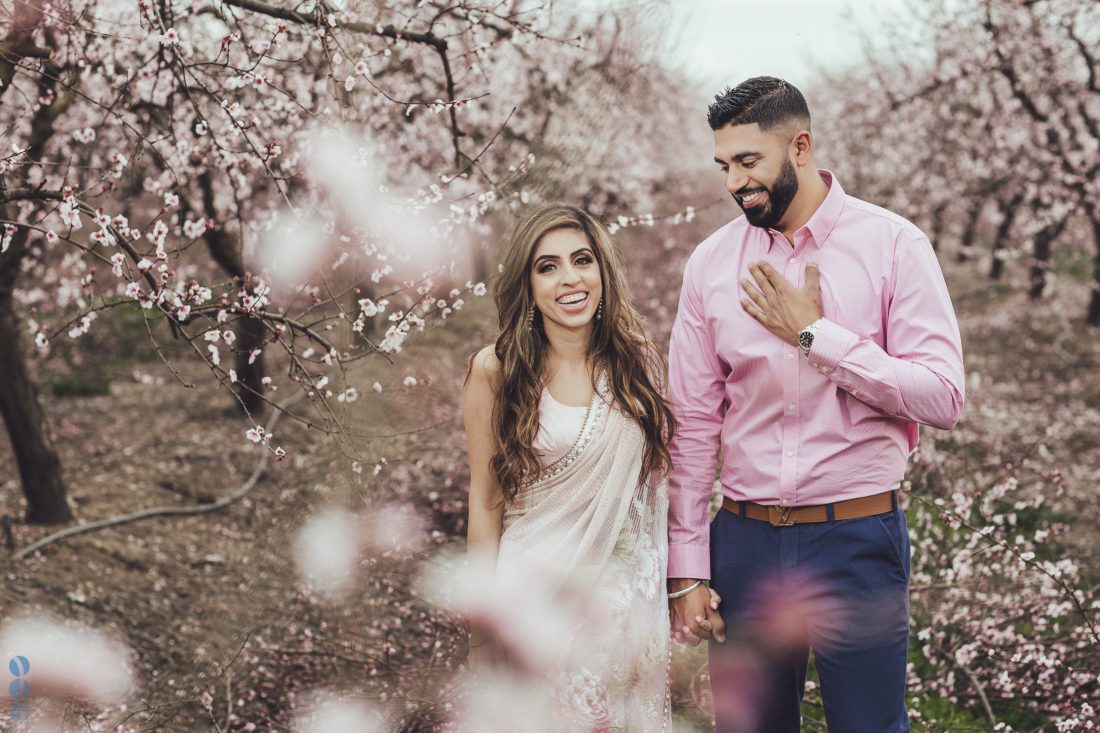 Romantic Blossoms Engagement Photoshoot with Harmon and Betha Thiara