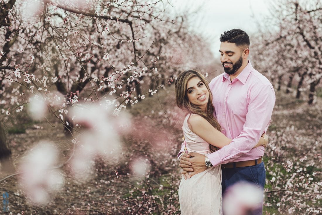 Romantic Blossoms Engagement Photoshoot with Harmon and Betha Thiara