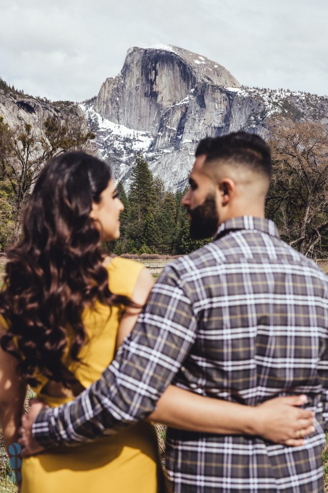 Yosemite Engagement photos overlooking Half Dome - Amit and Veena