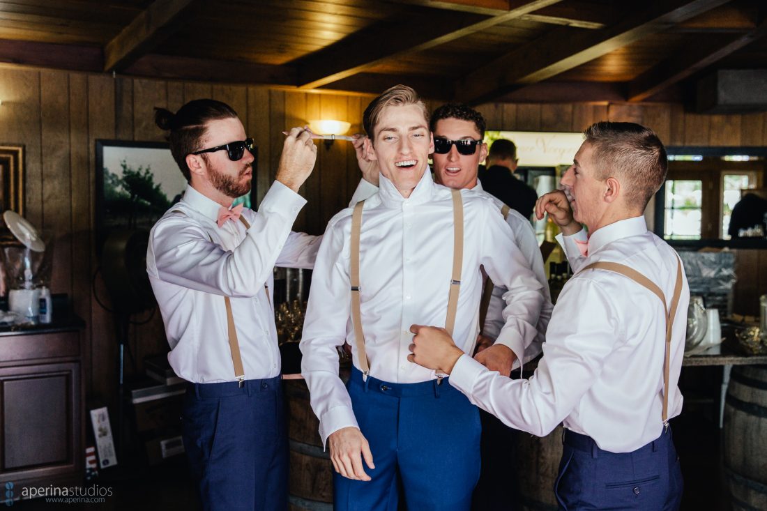 Grace Vineyards Winery Wedding Photos - groom and groomsmen