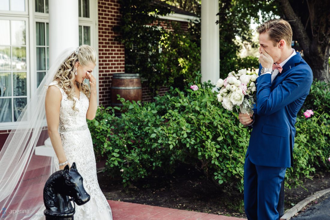 Grace Vineyards Winery Wedding Photographer - bride and groom first look