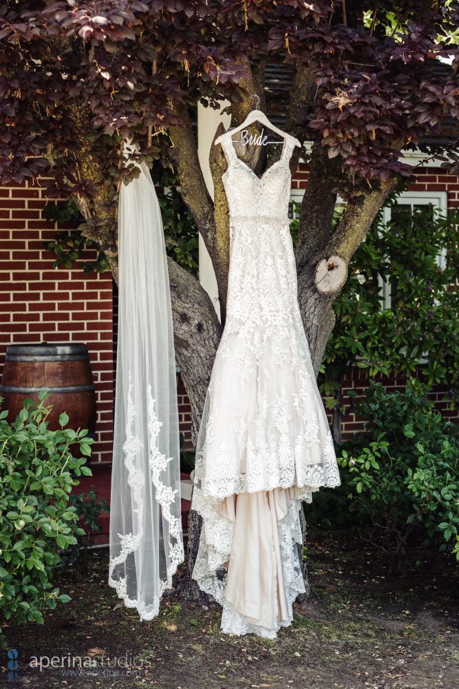 Grace Vineyards Winery Wedding Photos - Bridal White Modern Dress