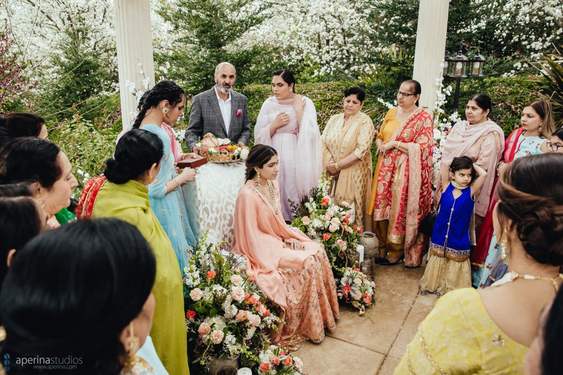 Chunni Ceremony under a decorated gazebo - Wedding Photography