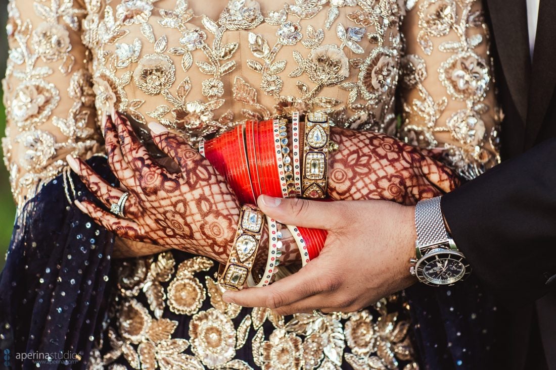 Glamorous Indian Wedding Reception Portraits by Aperina Studios