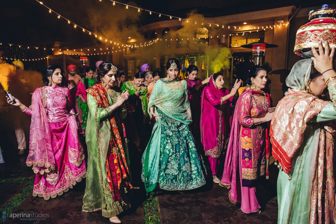 Indian Wedding Sangeet with Smoke Bomb - Indian Wedding Photographer