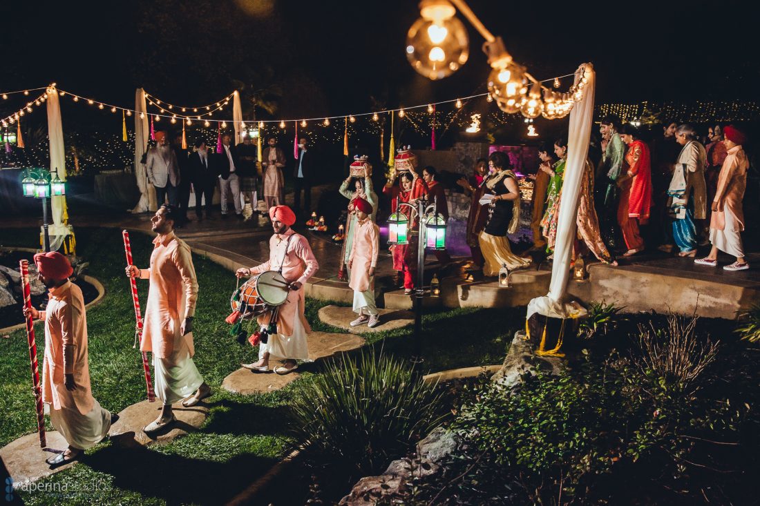 Indian Wedding Sangeet with Smoke Bomb - Indian Wedding Photographer