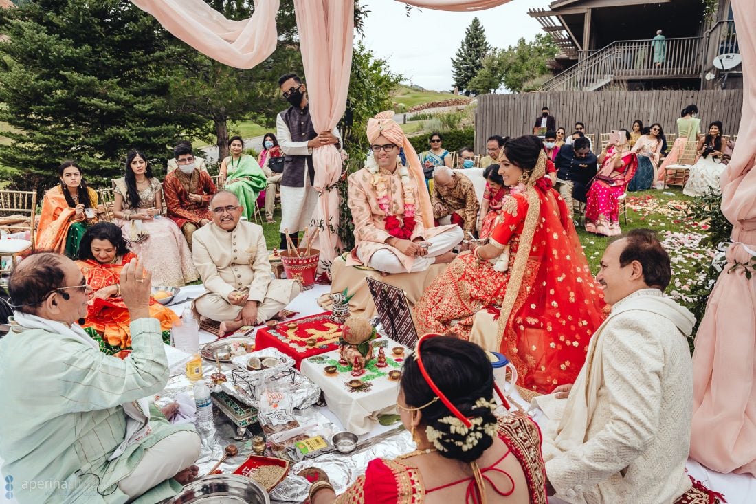 Indian Wedding Photography - beautiful Hindu ceremony with Red, white and pink color scheme.