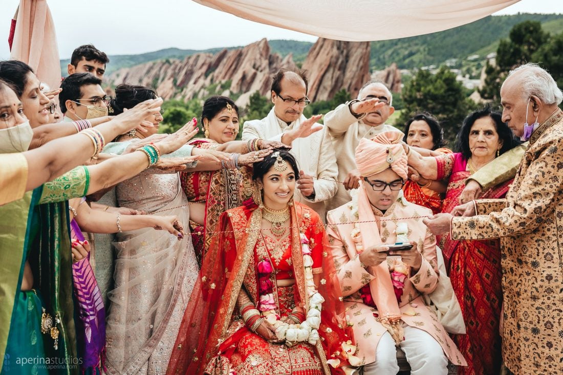 Indian Wedding Photography - beautiful Hindu ceremony with Red, white and pink color scheme.